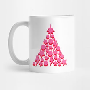 Pink and Red Christmas Tree, Lightning, Star and Baubles Mug